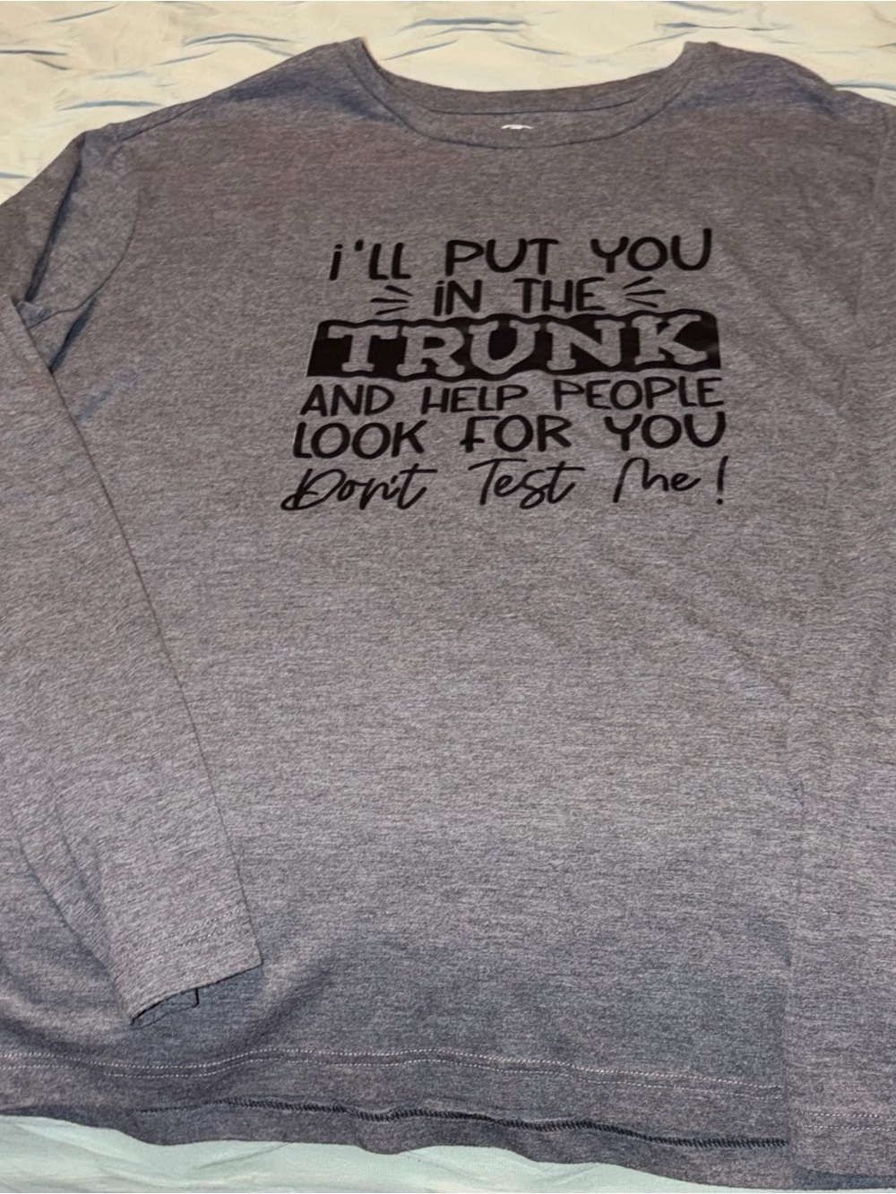 Athletic Works Heather Gray Long Sleeve Tee with Black Graphic